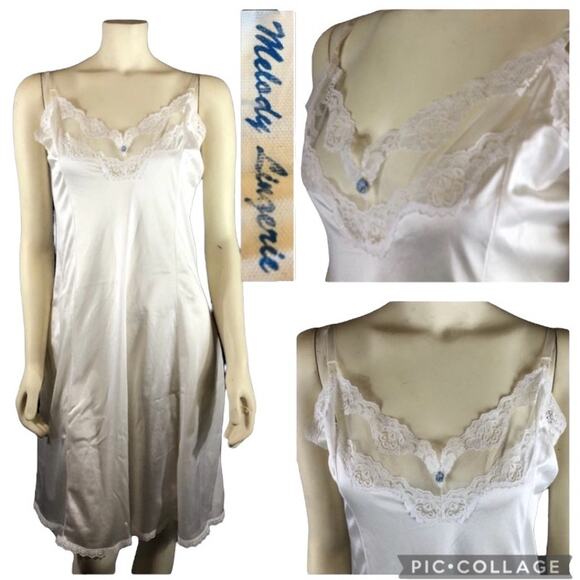 American Vintage Melody Lingerie full slip with lace in white size 38 - Picture 1 of 15